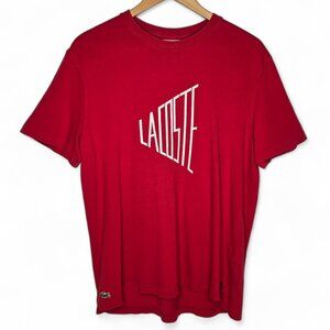 Lacoste Chunky Logo Graphic Tee Shirt Men's Red Tennis Sporty Casual FR 6 US XL